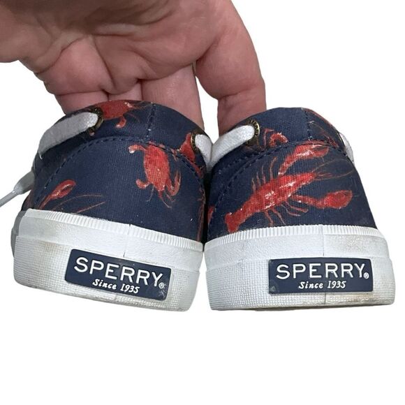 SPERRY Women’s Sz 8 Top-Sider Crest Navy Shoes Lobster/Crab Theme Boating Shoes - Picture 11 of 13
